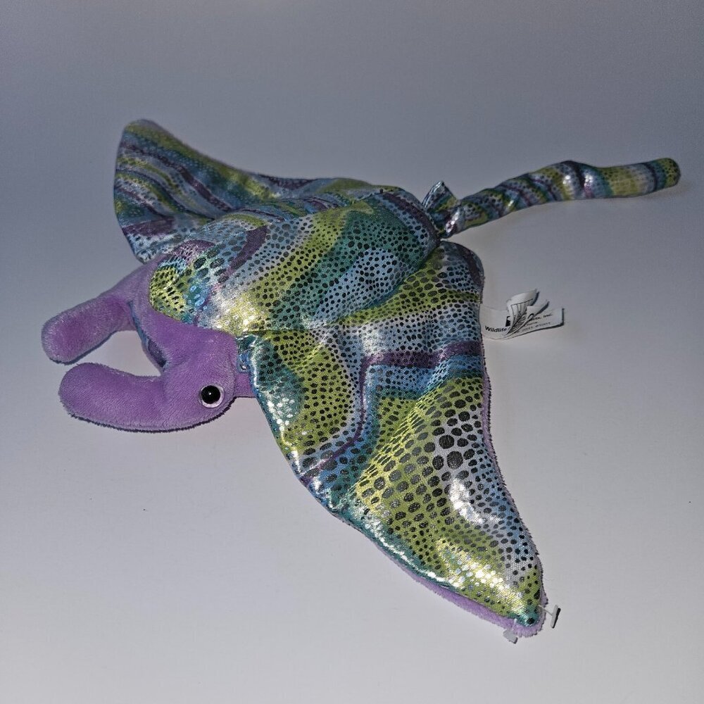 Wildlife Artists Manta Ray Plush Stuffed Toy Stingray Purple Green Blue Silver